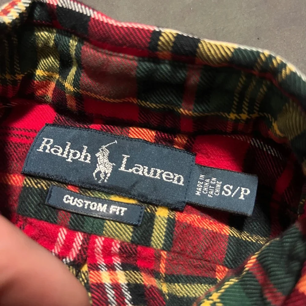 Ralph Lauren Mens Tartan Plaid Flannel Button Down Shirt Red Green Small - Picture 3 of 8